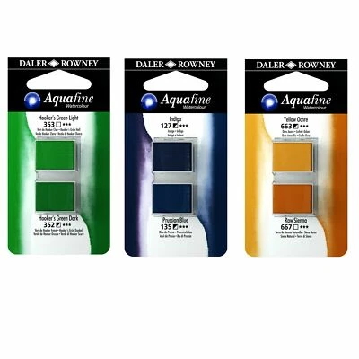 Daler Rowney Aquafine Watercolour Half Pans Twin Pack