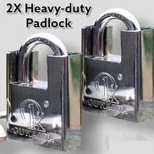 2X HEAVY DUTY PADLOCK ARMOURED SECURITY LOCK OUTDOOR SHED WAREHOUSE 4 KEYS 40MM