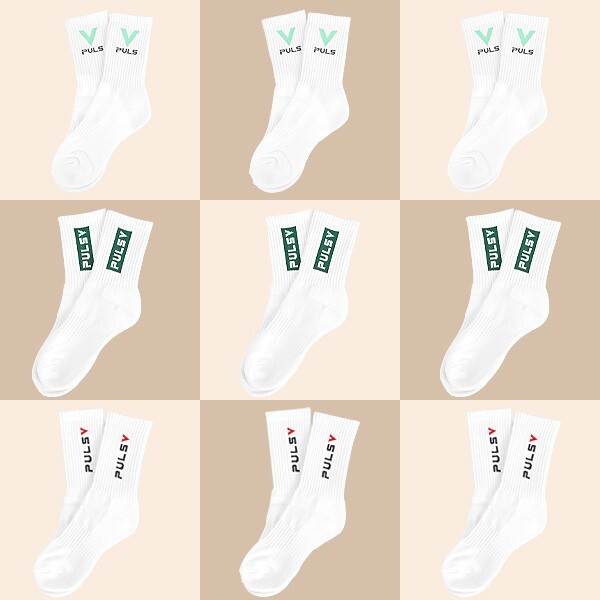 Спортивные носки для бадминтона PULSV Mid Crew, 3 пары, Повседневные носки для тренировок унисекс, белые