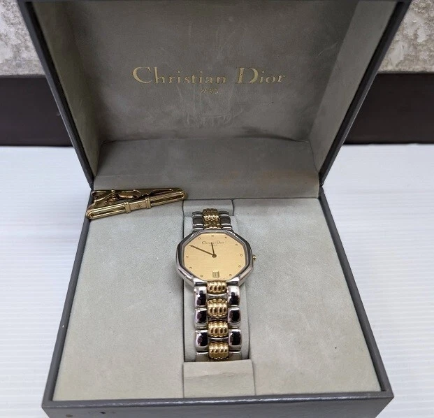 [COMME NEUVE avec BOITE] Montre Christian Dior 45.204 or et argent octogonale occasion fonctionnement
