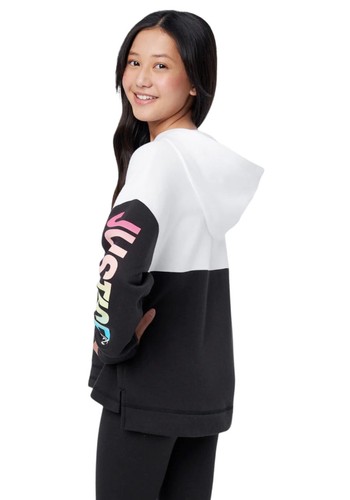 Justice Girls Hoodie Sweatshirt Black/White Pocket Colorful J Sport Logo 10 Plus - Picture 3 of 8
