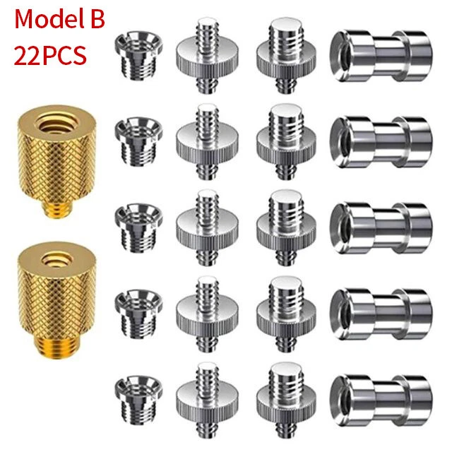 22PCS 1/4" 3/8" Camera Tripod Converter Threaded Screws Mount Metal Adapter Set - Image 3 of 4