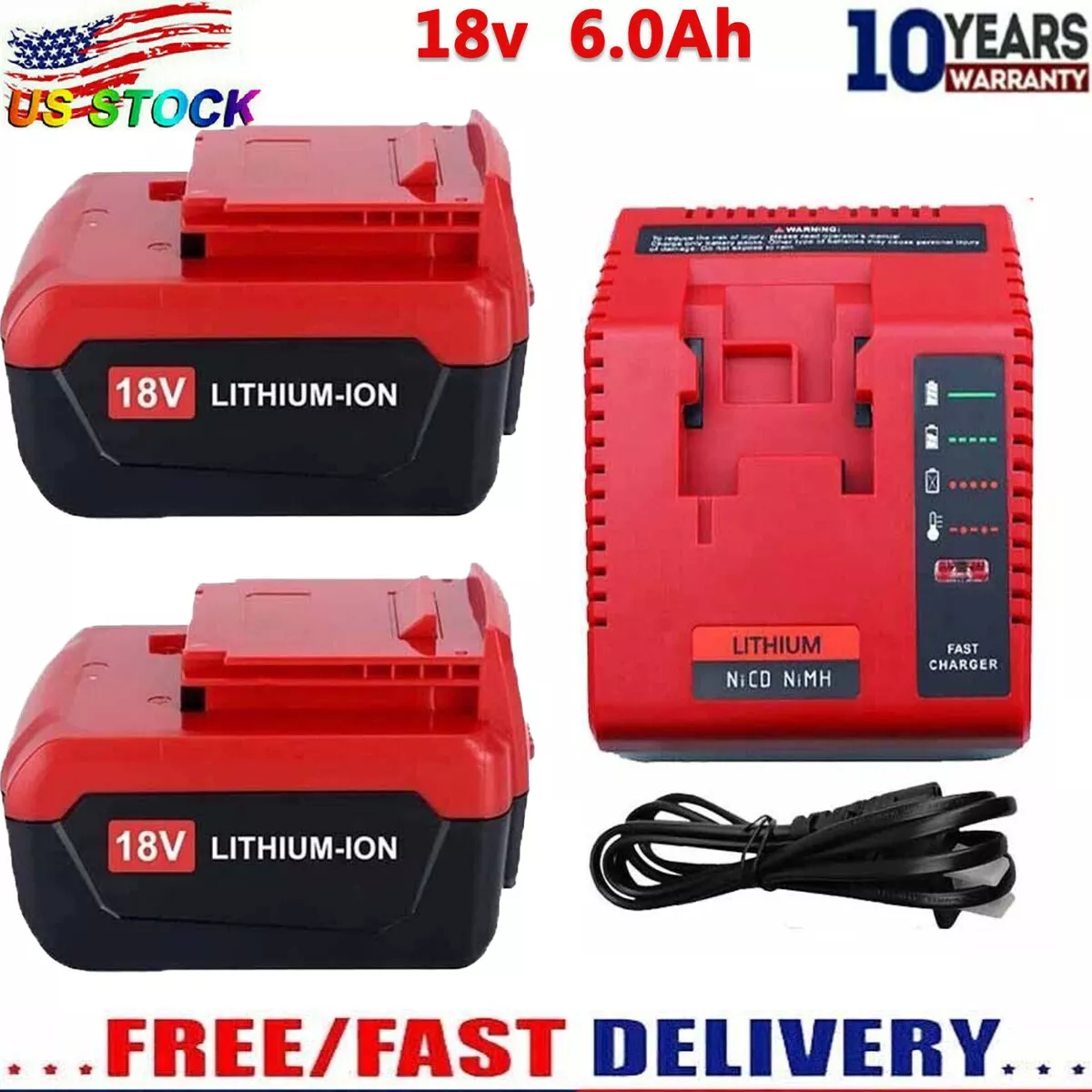 18V Lithium Battery Fast Charger For Porter Cable 18 Volt PCXMVC PC18B PC18BLX
