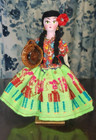 Handmade Mexican Girl Wooden Doll (6 inch) with wooden base & ceramic bowl — photo 1