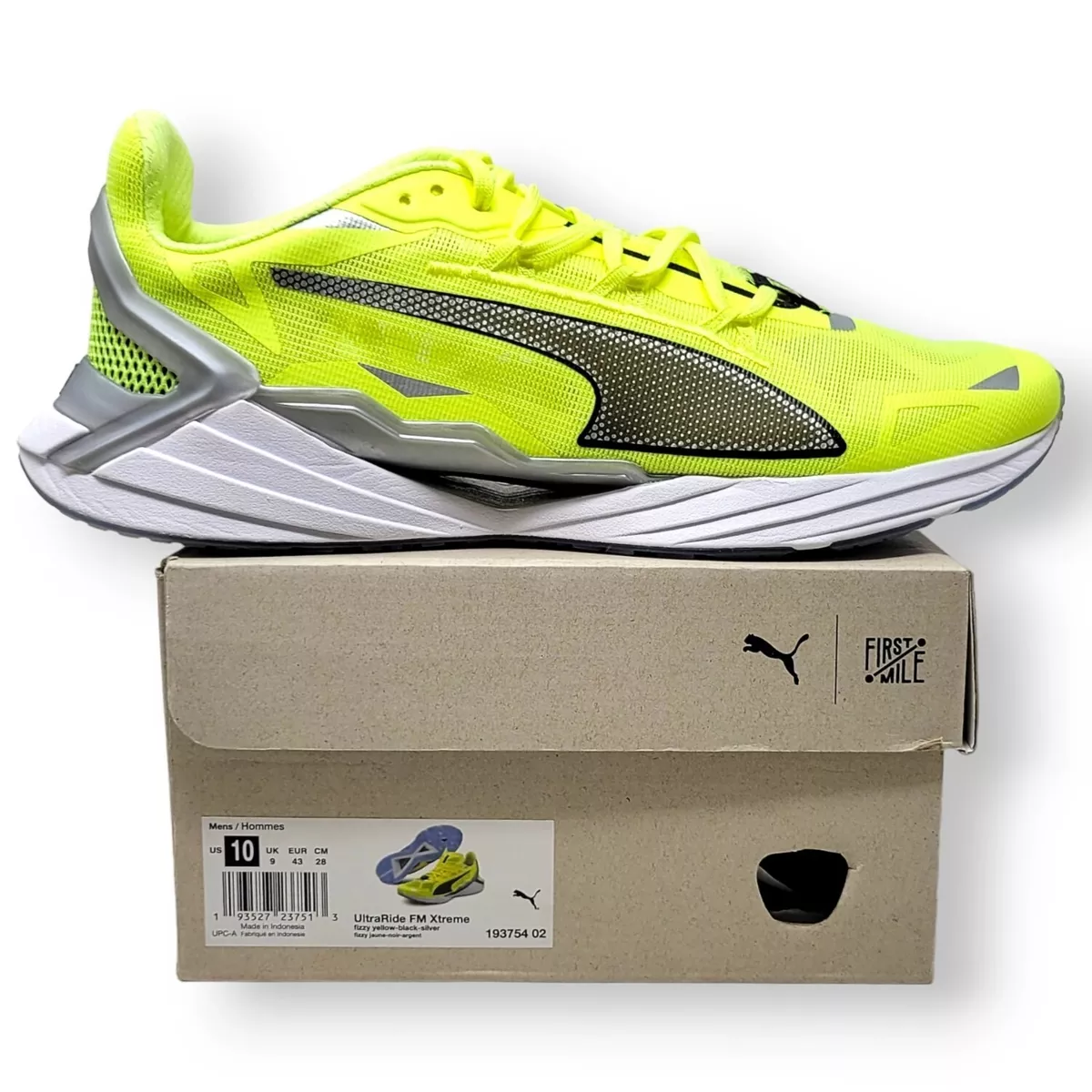 First Mile x Puma UltraRide FX Xtreme, Fizzy Yellow/Silver (19375402) -  Men's 10