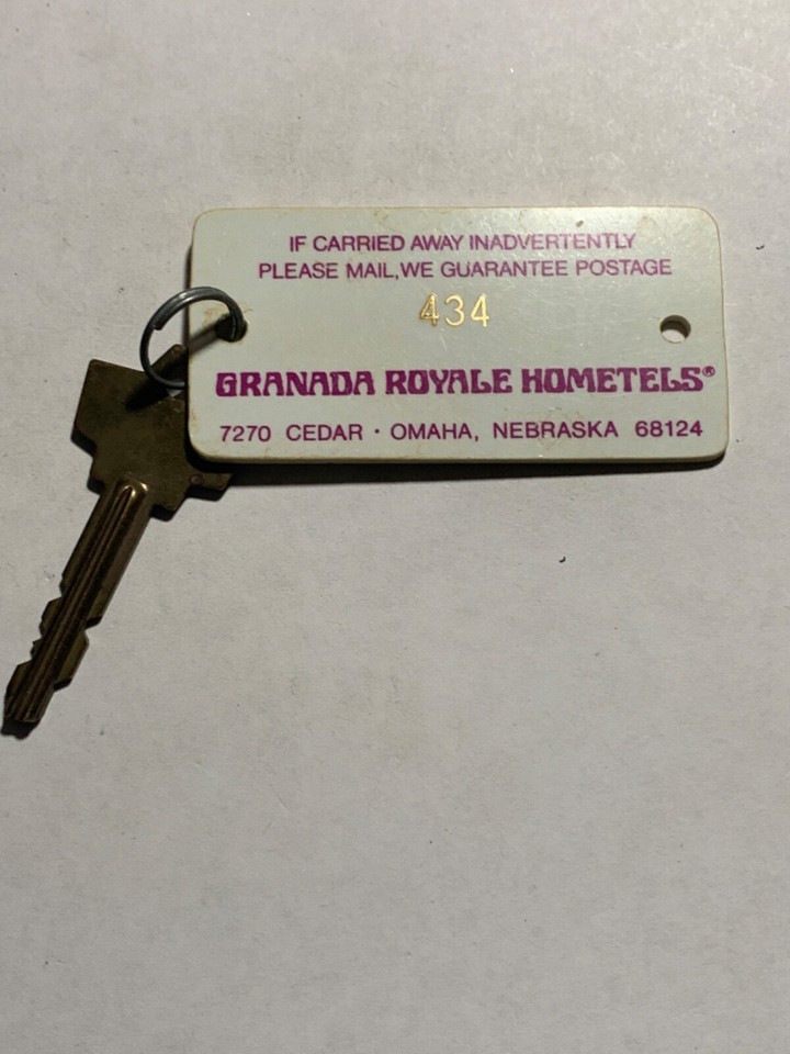 Granada Royale Hometels Hotel Motel Room Key Fob & Key Omaha Nebraska ...
