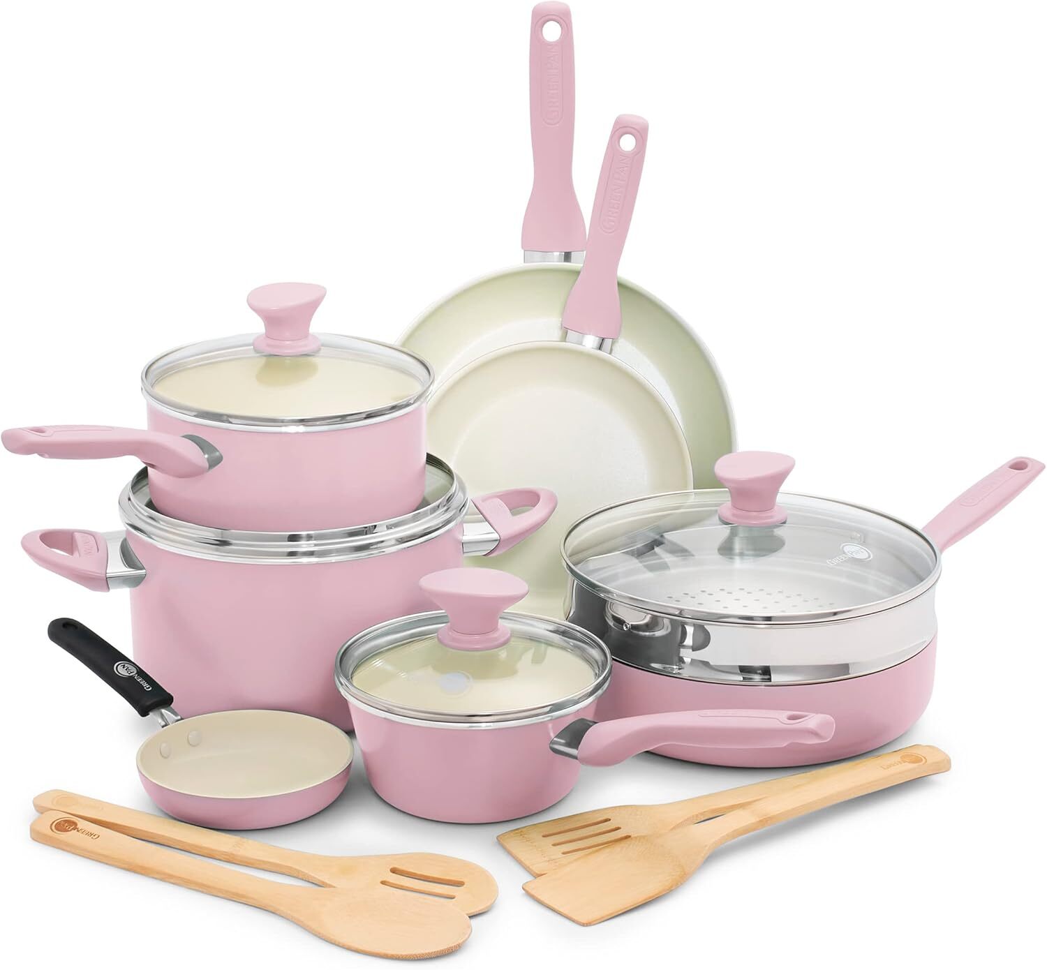 Ceramic Nonstick 16-Piece Cookware Set PFAS-Free Dishwasher Safe Pots and Pans