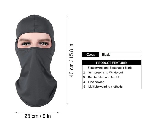 Balaclava Full Face Shield Mask Cycling Motorcycle Ski Helmet Hat UV Protection - Picture 2 of 3