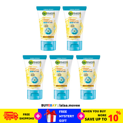5x90ml Garnier Bright Complete 3-in-1 Anti Acne Foam Facial Wash Deep Cleaning