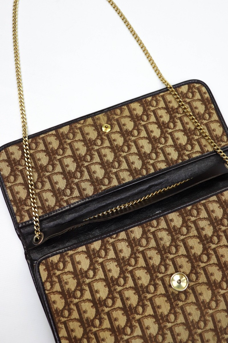 Christian Dior Vintage Brown Trotter Jacquard Monogram Clutch