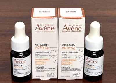 2x AVENE VITAMIN ACTIVE Cg RADIANCE CONCENTRATED SERUM 0.3oz 10ml Ea NEW IN BOX