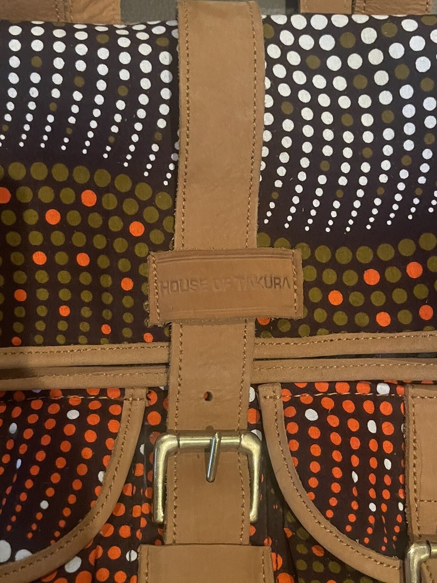 House Of Takura Sackpack In African Print x Leather Luxury Backpack New Rare Discover the Beauty of Handcrafted One-of-a-Kind Bags from  main image 4