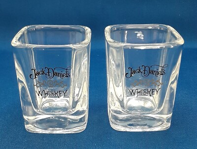 Jack Daniel s Whiskey Shot Glasses With Unique Square Shape Heavy Glass Set Of 2