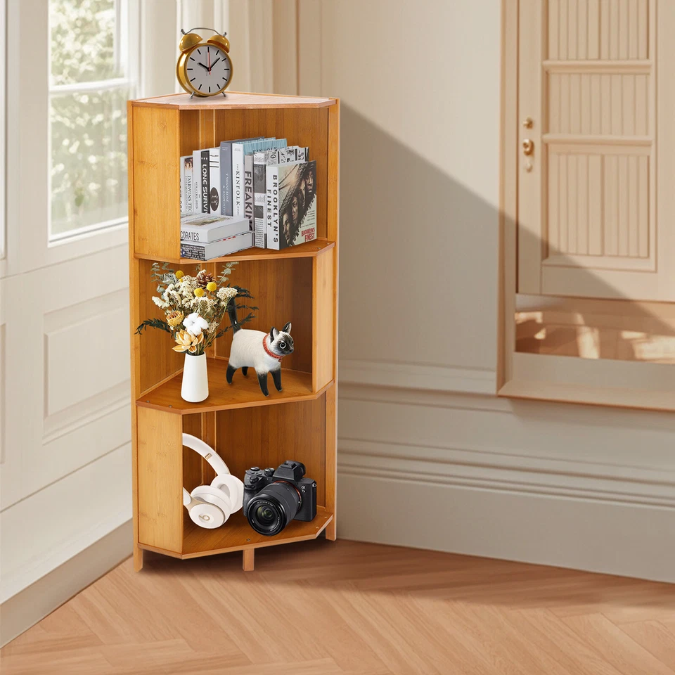 Librería de esquina industrial de 3 estantes - Estantería alta de exhibición en forma de A 3 estantes nueva Foto 3 de 4