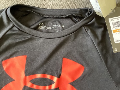 Under Armour Tech Big Logo T-Shirt Orange And Black Size Youth Small - 第 3/3 張圖片