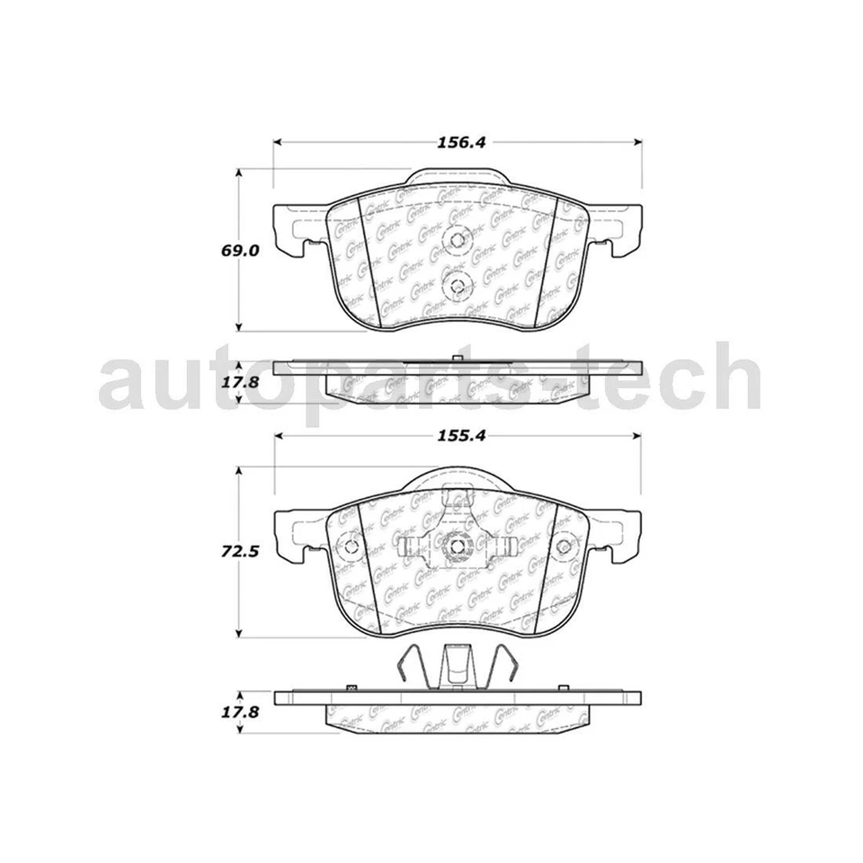 Centric тормозные колодки для Volvo S80 1999 2000 2001 2003 2004 2005 2006 - Изображение 2 из 4