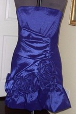 MASQUERADE EVENING DRESS GOWN SIZE 14/15 STRETCH ROYAL BLUE 