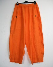 Lagenlook Italian 100% Linen Baggy Trousers Pockets 10 Colour OneSize:Plus:20-26