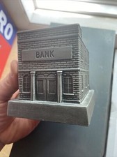 Banthrico Piggy Bank Vintage Building Paperweight Patina Gift Collector NO KEY