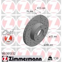 Zimmermann 2X Bremsscheibe Vorne Ø280 Mm InnenbelüFtet Gelocht FüR Peugeot