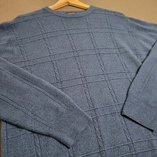 Vintage Dockers Grandpa Sweater Mens Large Blue Geometric Acrylic Grunge 90s