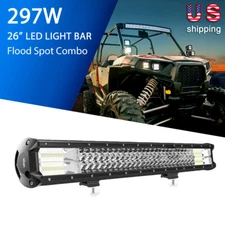 26inch Nilight LED Light Bar 297W Spot Flood Combo Tri-Row OffRoad  Driving Boat