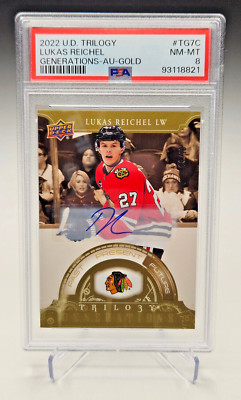 2022 Upper Deck Trilogy - Lukas Reichel - Generations Auto Gold #TG7C PSA 8 /10
