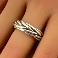 Vintage 925 Sterling Silver Handmade Woven Band Ring Size 11 8.7g 