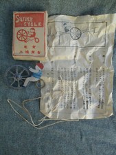 VINTAGE PRE-WAR JAPAN TIN  LEAD SANKO SANKA CYCLE BICYCLE UNICYCLE TOY w BOX