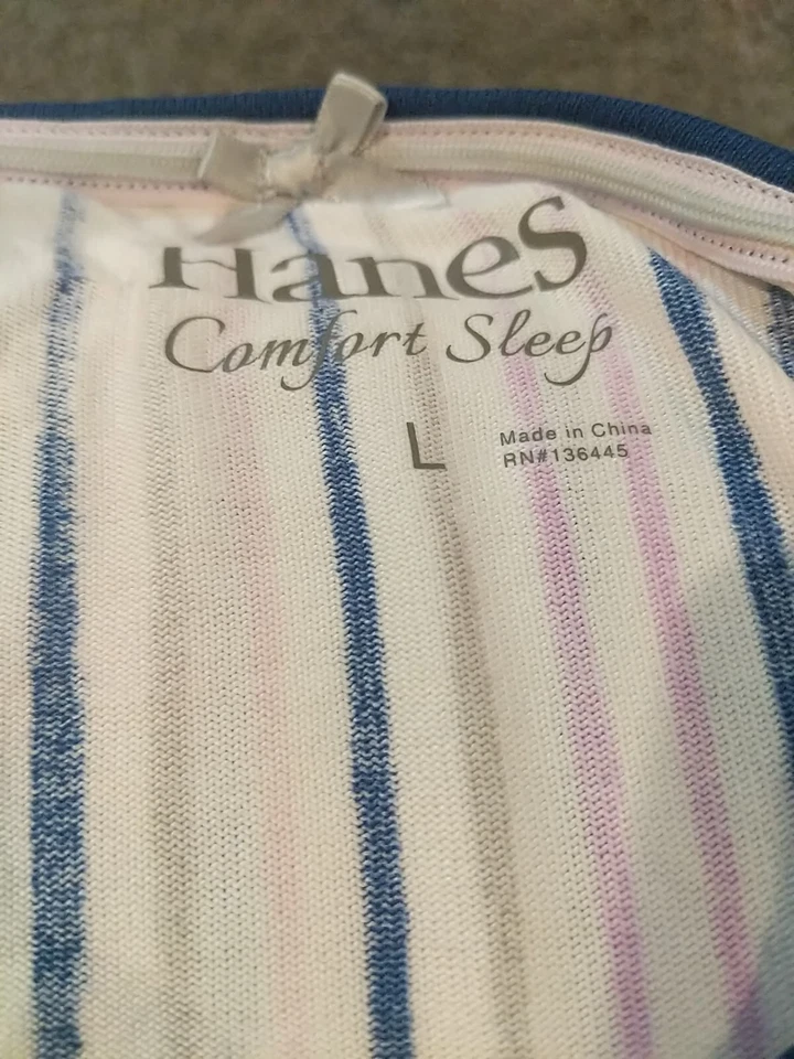 Hanes - Camisa de dormir manga corta a rayas - Mujer - Grande - Multicolor Foto 4 de 4