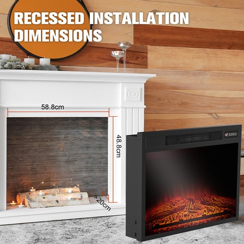 1800W Electric Fireplace Build in & Wall Mounted 24" Space Room Heater w/Timer - Picture 5 of 8