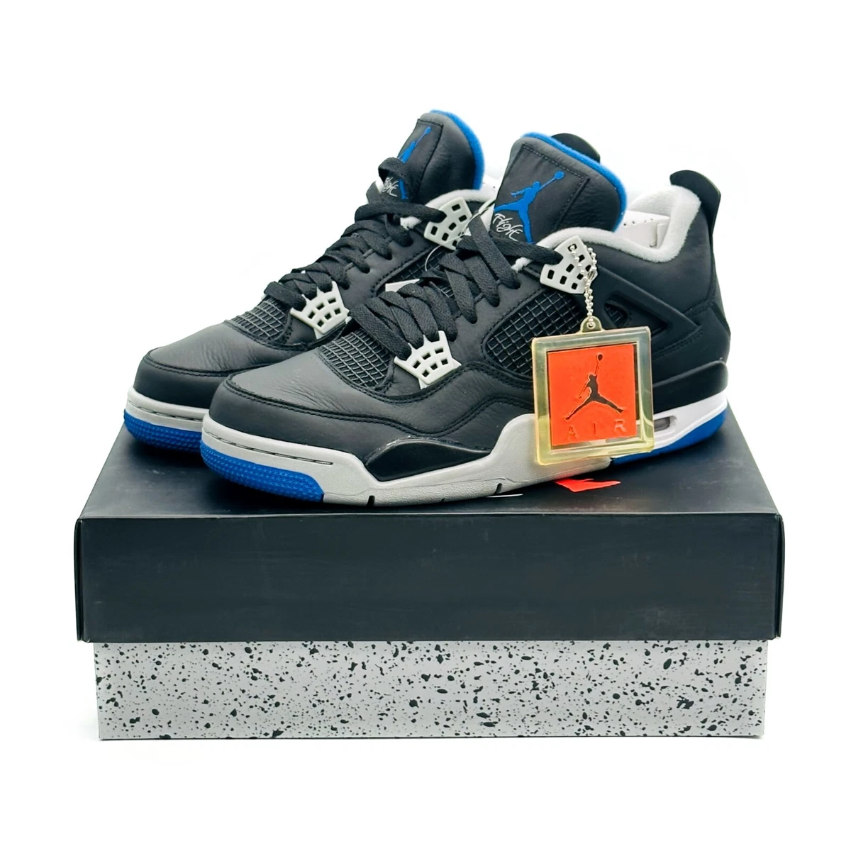 308497-006 Nike Air Jordan 4 Retro Motorsports Alternate Black Royal Blue  Silver