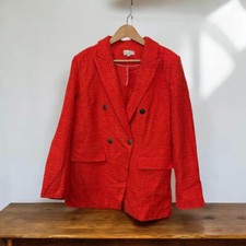 Women's Loft NWT Double Breasted Tweed Rapture Red Coral Blazer-Size 12