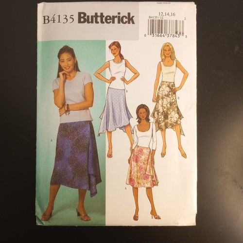 Butterick B4135 Pattern Misses' Skirts Side Zipper Drape Slits 12-16 UC - Picture 2 of 8