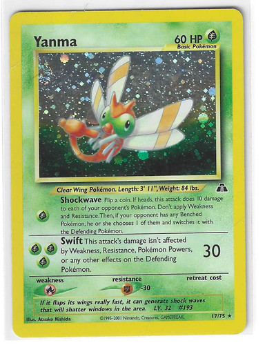 2001 Pokemon Yanma Neo Discovery Unlimited #17 Holo Rare PSA 10