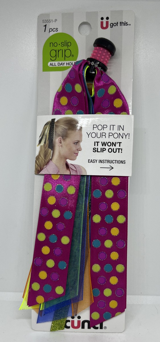 vintage an・an no.10 Scunci No Slip Grip All Day Hold - Pop It In Your Pony Pink Lime