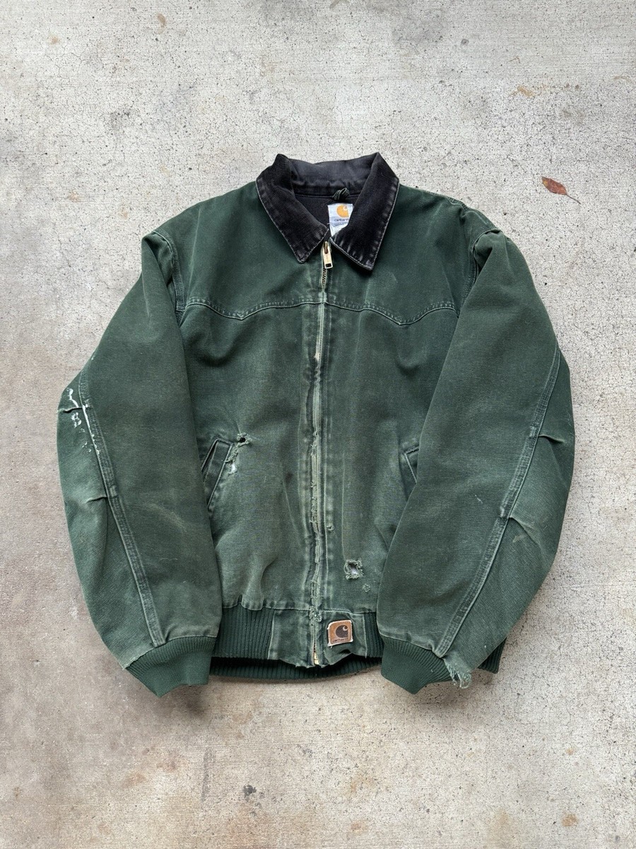 VINTAGE Carhartt Quilted Jacket Spruce Green J14 SPC Santa