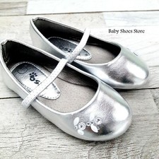 Toddler girls ballet flat slip on silver shoes 5 new