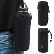Outdoor Tactical Water Bottle Pouch Molle Military Kettle Holder Belt Bag Black