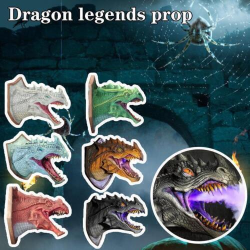 3D Drachenkopf Wand Skulptur LED Rauch Dinosaurier Wohndeko Statue Kunst/ - Bild 11 von 30