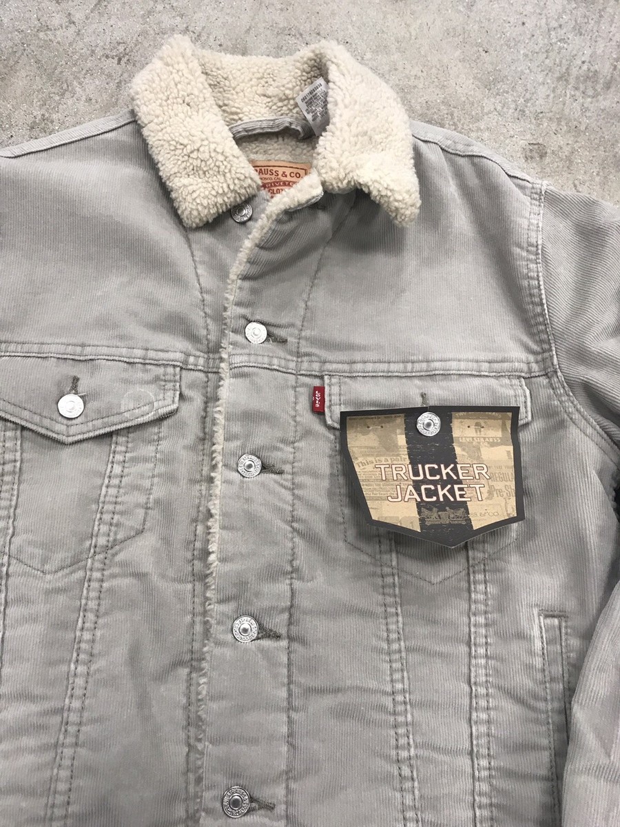 NWT Levi's Sherpa Lined Corduroy Trucker Jacket Stone Color