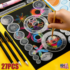 27pcs Spirograph Ruler Set Geometric Ruler Mathematical Roulette Drawing Tools