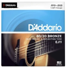 D'Addario EJ11 80/20 Bronze Acoustic Guitar Strings 12-53 Light