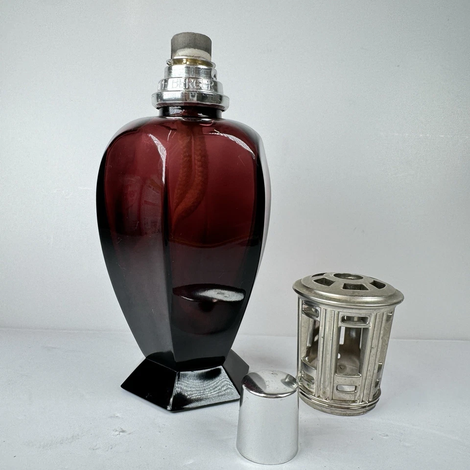 Lampe Berger Paris Athena Amethyst Purple Fragrance Lamp Glass Silver Top VTG - Image 2 of 4