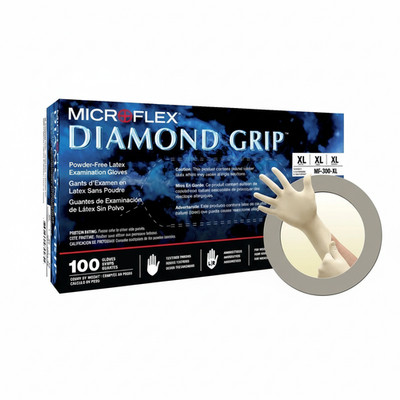 Microflex MF300XL-CASE Diamond Grip XL Disposable Latex White Gloves 1,000pk