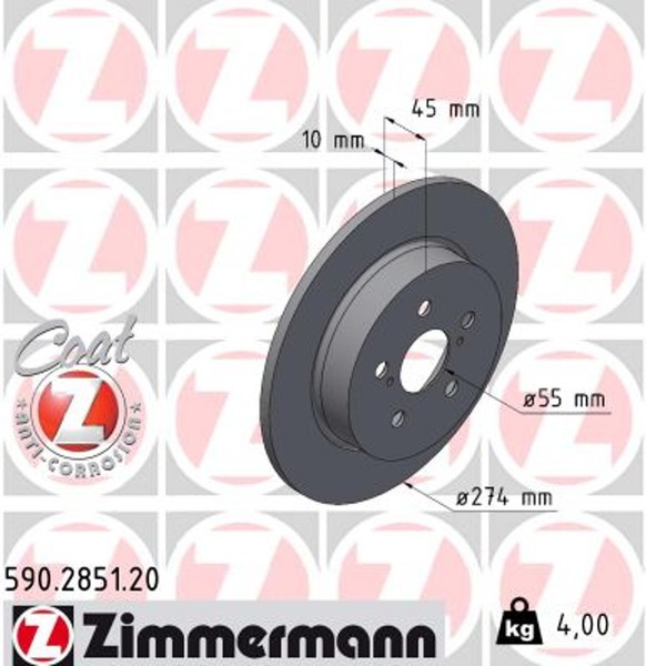 2X Zimmermann Bremsscheibe Coat Z 590.2851.20 FüR Toyota Yaris Hybrid MXPH10 KB-image