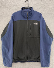 The North Face Apex Bionic Jacket Mens L Blue Black Soft Shell Full Zip Fleece