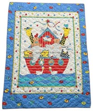 Vintage Sue Dreamer Noah's Ark Baby Quilt Crib Blanket Wall Hanging 1980s 1990s