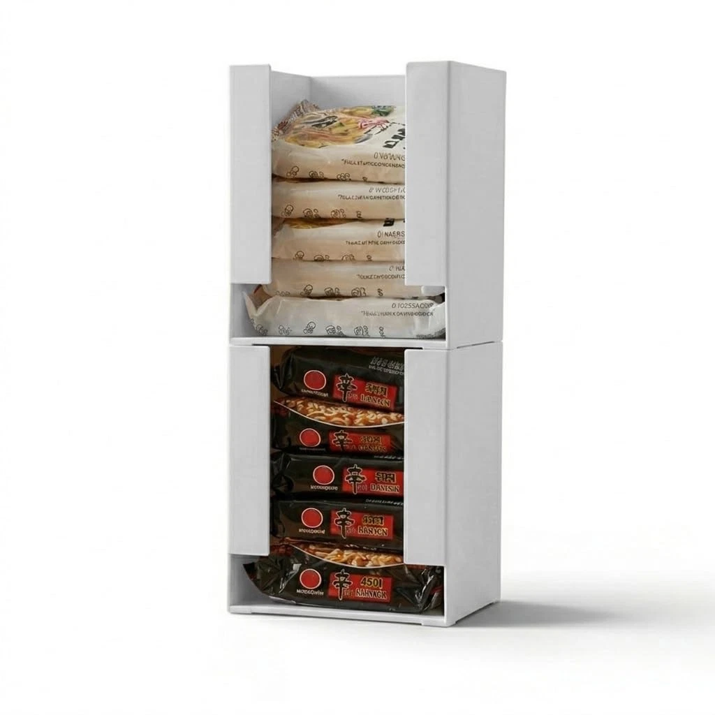 Ramen Pantry Organizer, 2-Pack, Stackable Vertical Dispenser, Storage Contain...