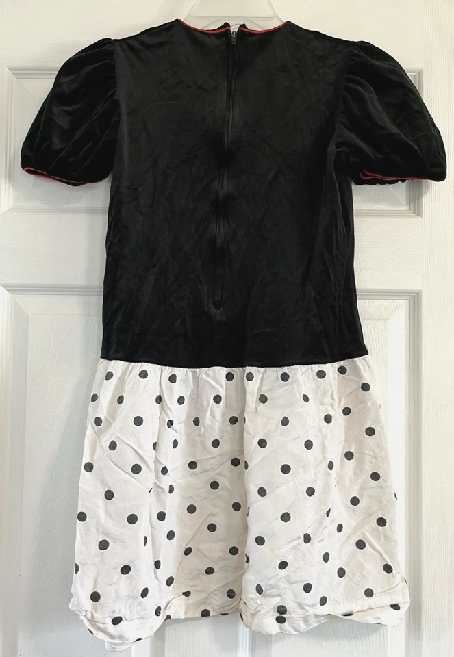 Rare Editions Dress Girls Size 14 Vintage Black White Polka Dots Short Sleeves - Image 2 of 4
